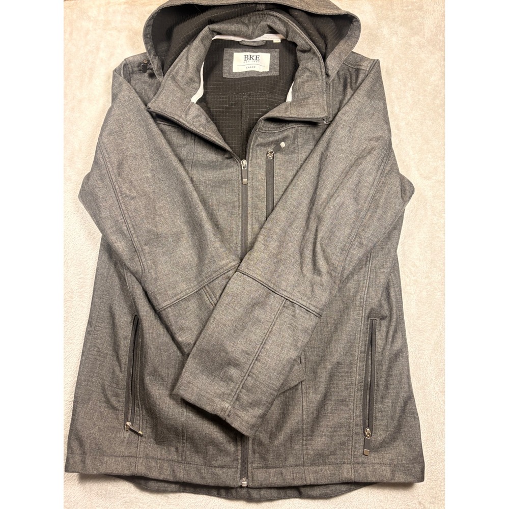 BKE Men's Large Gray Hooded Jacket Full Zip